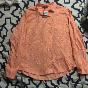 Button up peach polkadotted shirt